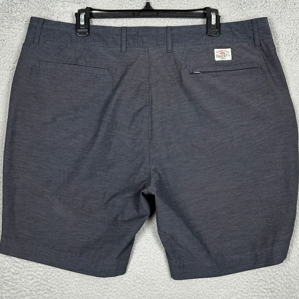Faherty All Day Shorts Mens 38 Charcoal Grey Chino Stretch Flat Front Casual EUC